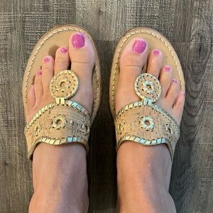 Jack Rogers flat sandal cork and gold size 11